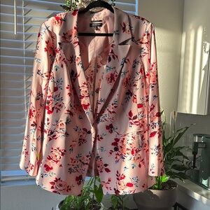 Lane Bryant Floral Blazer in Pink and Red